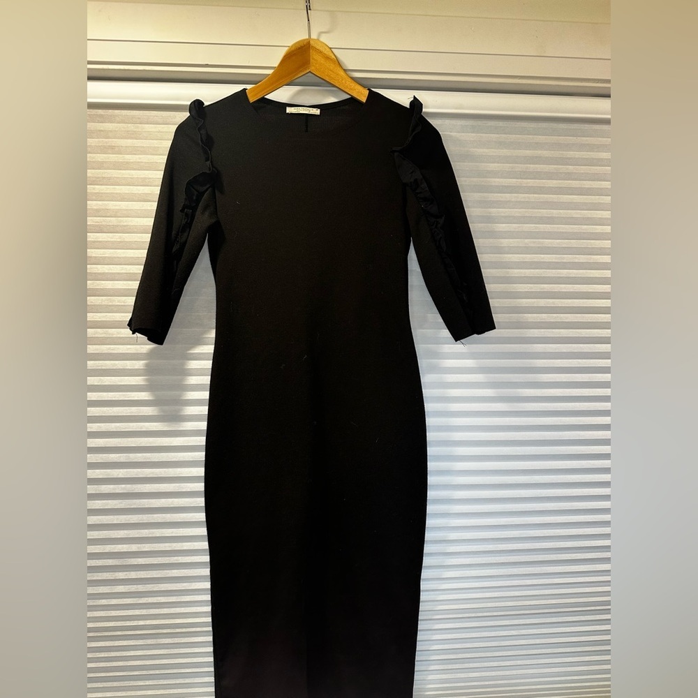 Zara Trafaluc black ruffle sleeve dress, autumn-winter 17-18​